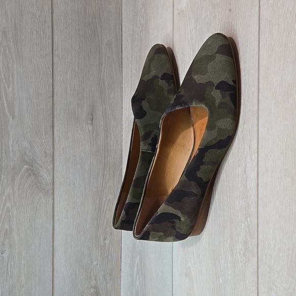 Anthropologie 1.state Women Bennie Leather camo Loafer Slip on shoes sz 9M - Picture 2 of 12